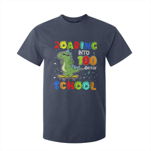 100 Days Of School Dinosaur T Shirt For Kid Trex Dino Skateboard Skateboarding Boys Roaring Into 100th Day TS10 Navy Print Your Wear