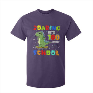 100 Days Of School Dinosaur T Shirt For Kid Trex Dino Skateboard Skateboarding Boys Roaring Into 100th Day TS10 Purple Print Your Wear