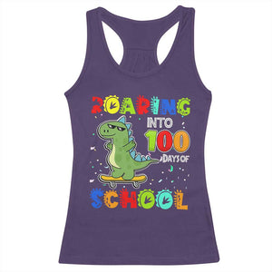 100 Days Of School Dinosaur Racerback Tank Top Trex Dino Skateboard Skateboarding Boys Roaring Into 100th Day TS10 Purple Print Your Wear
