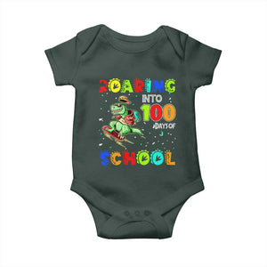 Funny Dinosaur Trex Roaring Into 100 Days Of School Baby Onesie TS10 Print Your Wear