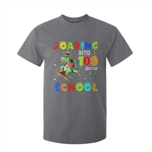 Funny Dinosaur Trex Roaring Into 100 Days Of School T Shirt For Kid TS10 Charcoal Print Your Wear