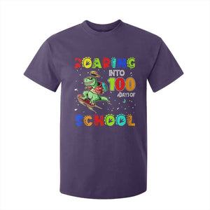 Funny Dinosaur Trex Roaring Into 100 Days Of School T Shirt For Kid TS10 Purple Print Your Wear
