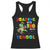 Funny Dinosaur Trex Roaring Into 100 Days Of School Racerback Tank Top TS10 Black Print Your Wear
