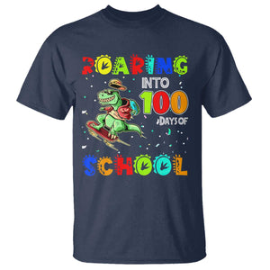 Funny Dinosaur Trex Roaring Into 100 Days Of School T Shirt TS10 Navy Print Your Wear