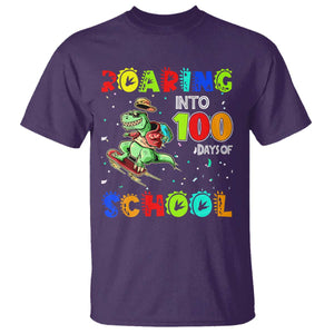 Funny Dinosaur Trex Roaring Into 100 Days Of School T Shirt TS10 Purple Print Your Wear