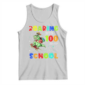 Funny Dinosaur Trex Roaring Into 100 Days Of School Tank Top TS10 Ash Print Your Wear