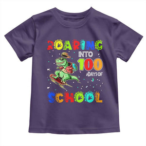 Funny Dinosaur Trex Roaring Into 100 Days Of School Toddler T Shirt TS10 Purple Print Your Wear