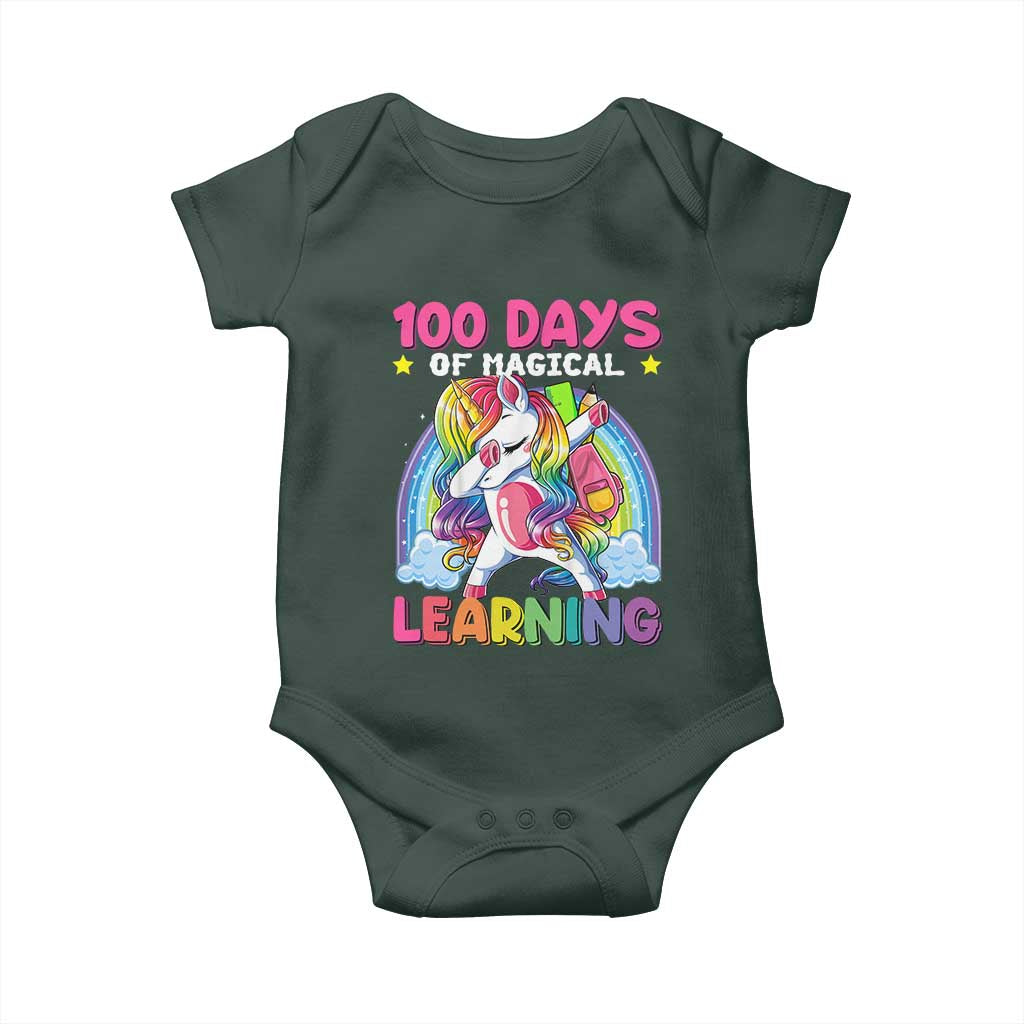 100 Days Of School Baby Onesie Rainbow Dabbing Unicorn Magic Learning Girls Gift TS10 Print Your Wear