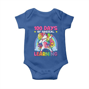 100 Days Of School Baby Onesie Rainbow Dabbing Unicorn Magic Learning Girls Gift TS10 Royal Blue Print Your Wear
