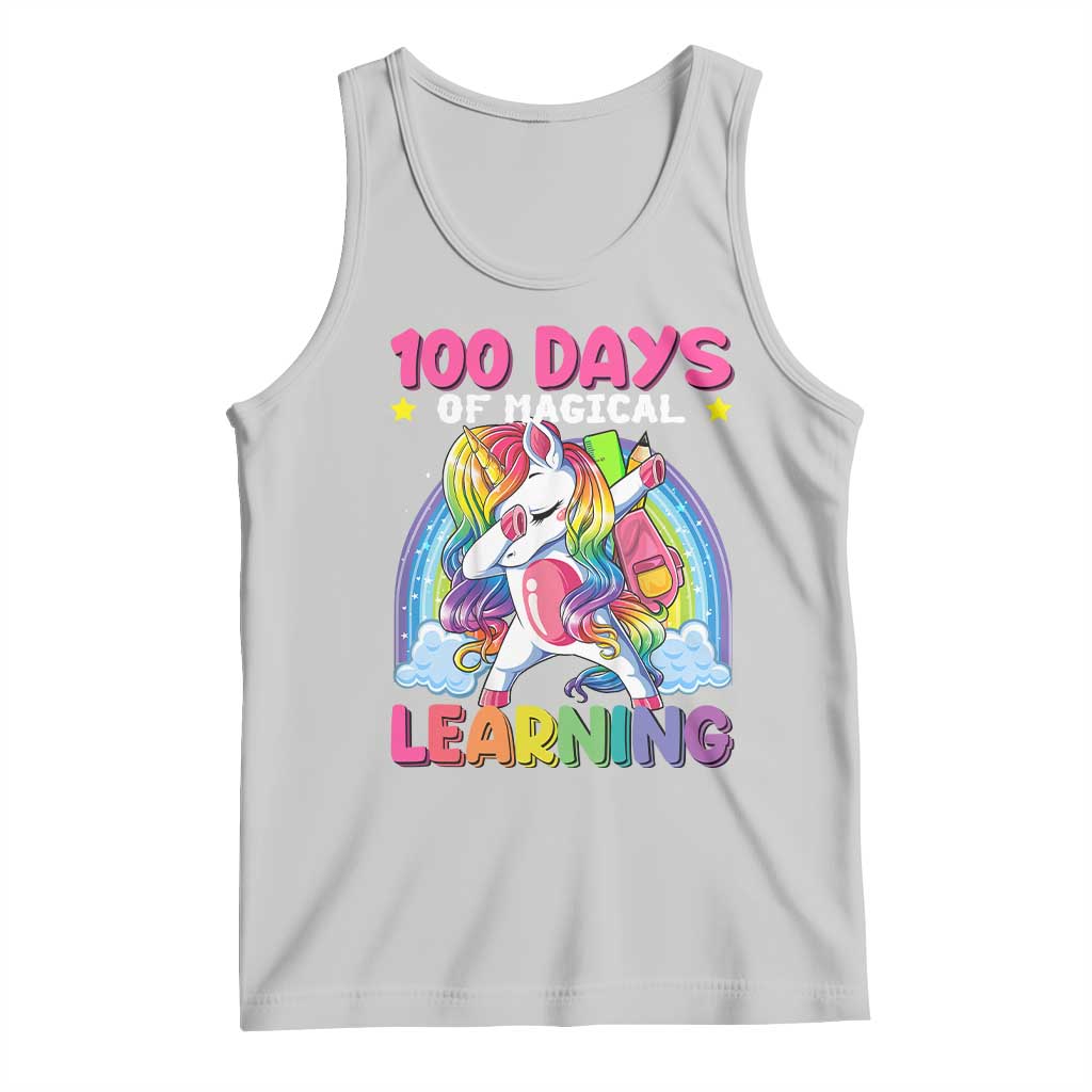 100 Days Of School Tank Top Rainbow Dabbing Unicorn Magic Learning Girls Gift TS10 Ash Print Your Wear