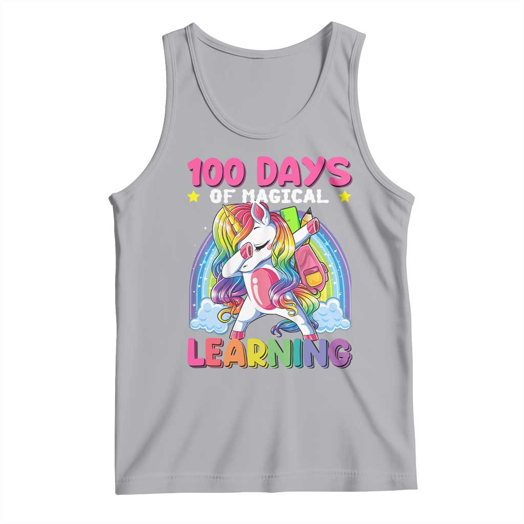 100 Days Of School Tank Top Rainbow Dabbing Unicorn Magic Learning Girls Gift TS10 Athletic Heather Print Your Wear