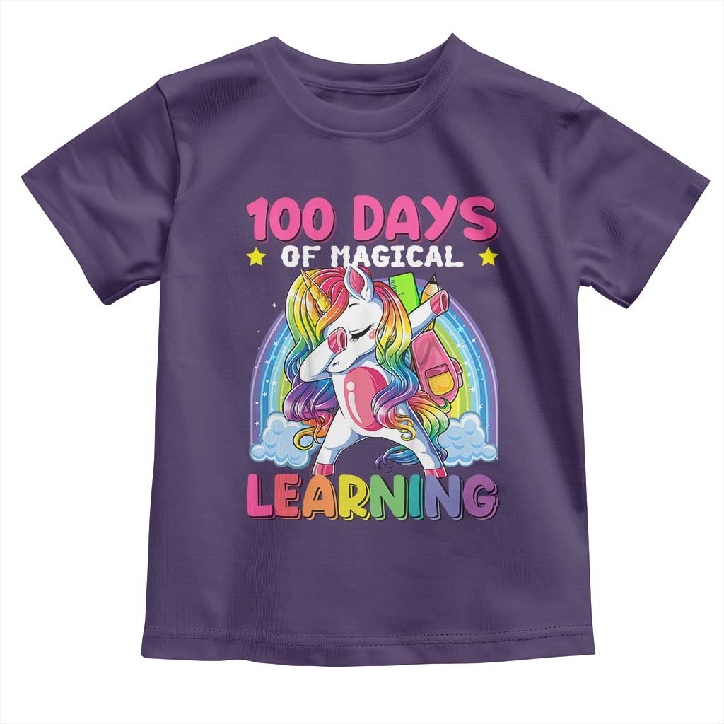 100 Days Of School Toddler T Shirt Rainbow Dabbing Unicorn Magic Learning Girls Gift TS10 Purple Print Your Wear