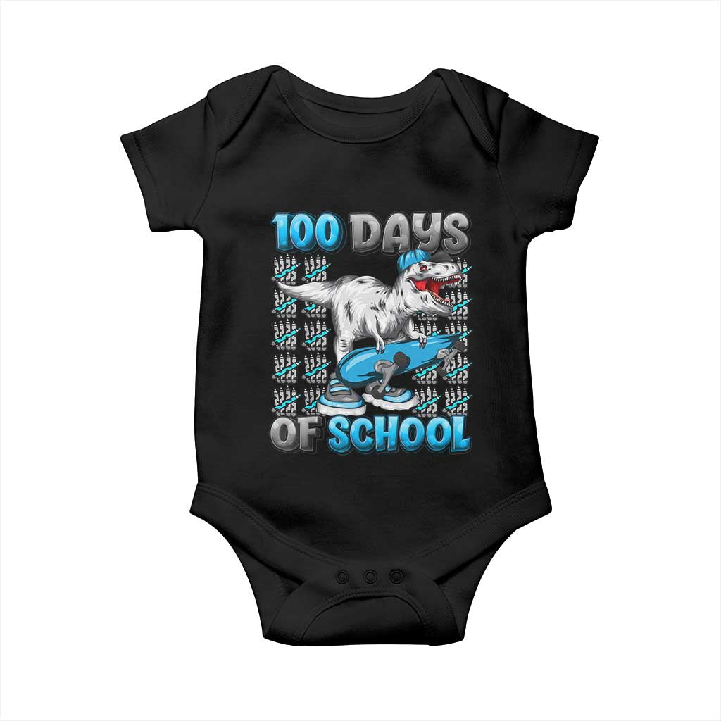 100 Days of School 100th Day Dinosaur Baby Onesie TS10 Black Print Your Wear