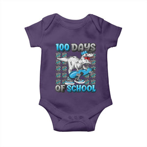 100 Days of School 100th Day Dinosaur Baby Onesie TS10 Purple Print Your Wear