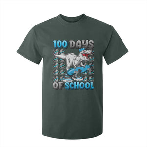100 Days of School 100th Day Dinosaur T Shirt For Kid TS10 Dark Forest Green Print Your Wear