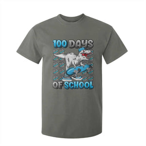 100 Days of School 100th Day Dinosaur T Shirt For Kid TS10 Military Green Print Your Wear