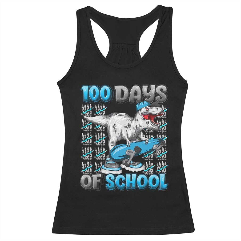 100 Days of School 100th Day Dinosaur Racerback Tank Top TS10 Black Print Your Wear