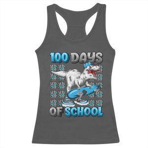 100 Days of School 100th Day Dinosaur Racerback Tank Top TS10 Dark Heather Print Your Wear