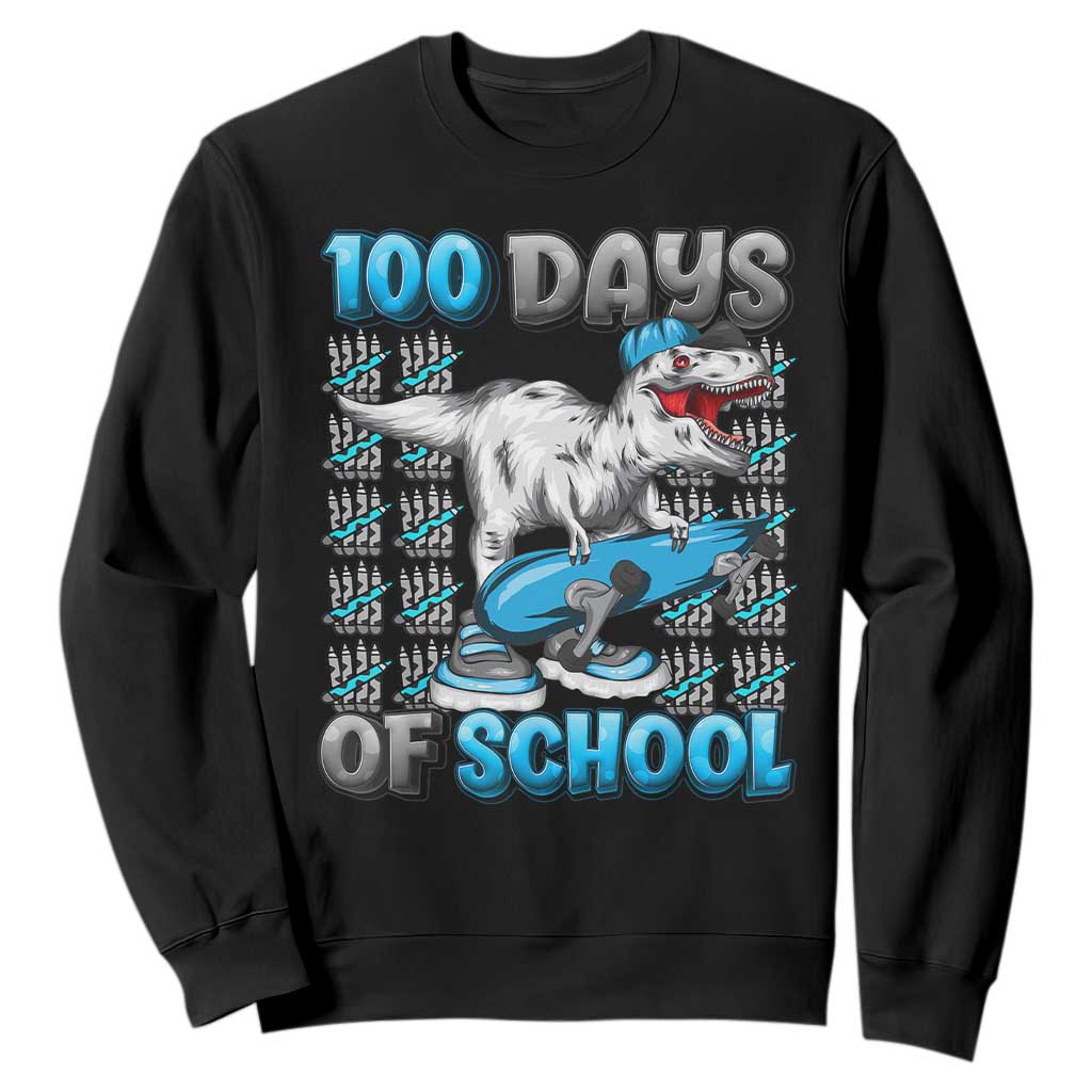 100 Days of School 100th Day Dinosaur Sweatshirt TS10 Black Print Your Wear