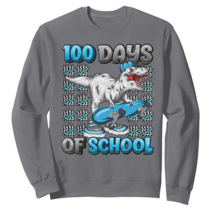 100 Days of School 100th Day Dinosaur Sweatshirt TS10 Charcoal Print Your Wear