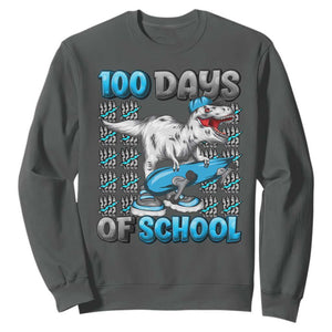 100 Days of School 100th Day Dinosaur Sweatshirt TS10 Dark Heather Print Your Wear