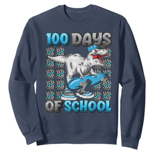 100 Days of School 100th Day Dinosaur Sweatshirt TS10 Navy Print Your Wear