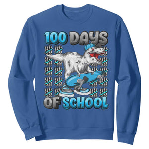 100 Days of School 100th Day Dinosaur Sweatshirt TS10 Royal Blue Print Your Wear