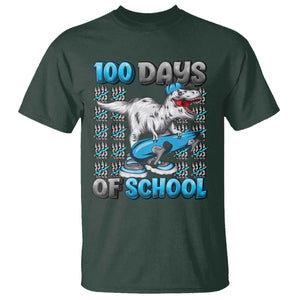 100 Days of School 100th Day Dinosaur T Shirt TS10 Dark Forest Green Print Your Wear