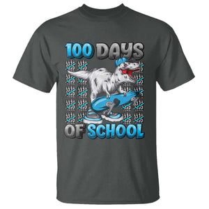 100 Days of School 100th Day Dinosaur T Shirt TS10 Dark Heather Print Your Wear