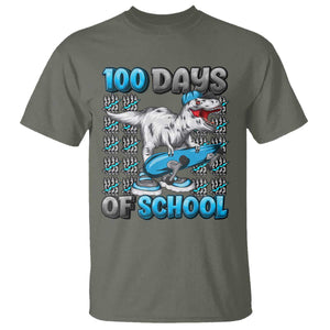100 Days of School 100th Day Dinosaur T Shirt TS10 Military Green Print Your Wear