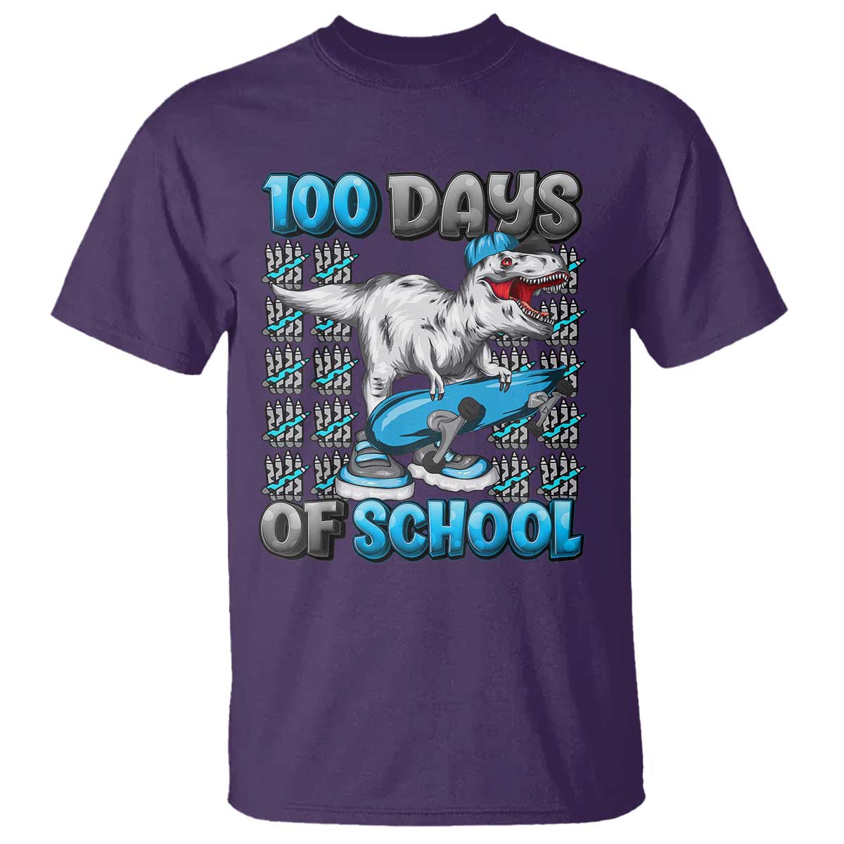 100 Days of School 100th Day Dinosaur T Shirt TS10 Purple Print Your Wear