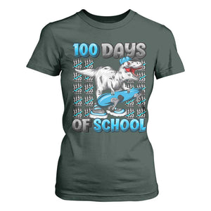 100 Days of School 100th Day Dinosaur T Shirt For Women TS10 Dark Forest Green Print Your Wear