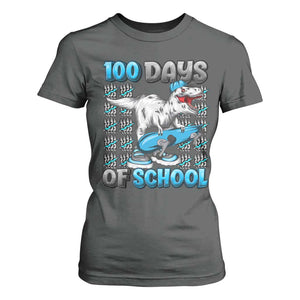 100 Days of School 100th Day Dinosaur T Shirt For Women TS10 Dark Heather Print Your Wear
