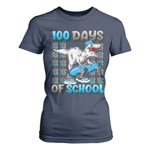 100 Days of School 100th Day Dinosaur T Shirt For Women TS10 Navy Print Your Wear