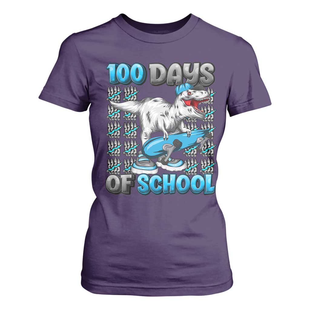 100 Days of School 100th Day Dinosaur T Shirt For Women TS10 Purple Print Your Wear