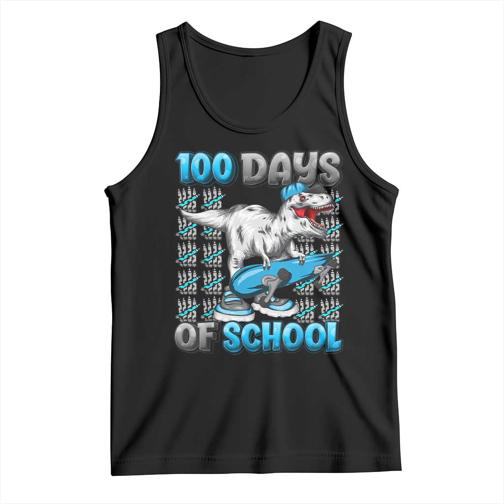 100 Days of School 100th Day Dinosaur Tank Top TS10 Black Print Your Wear