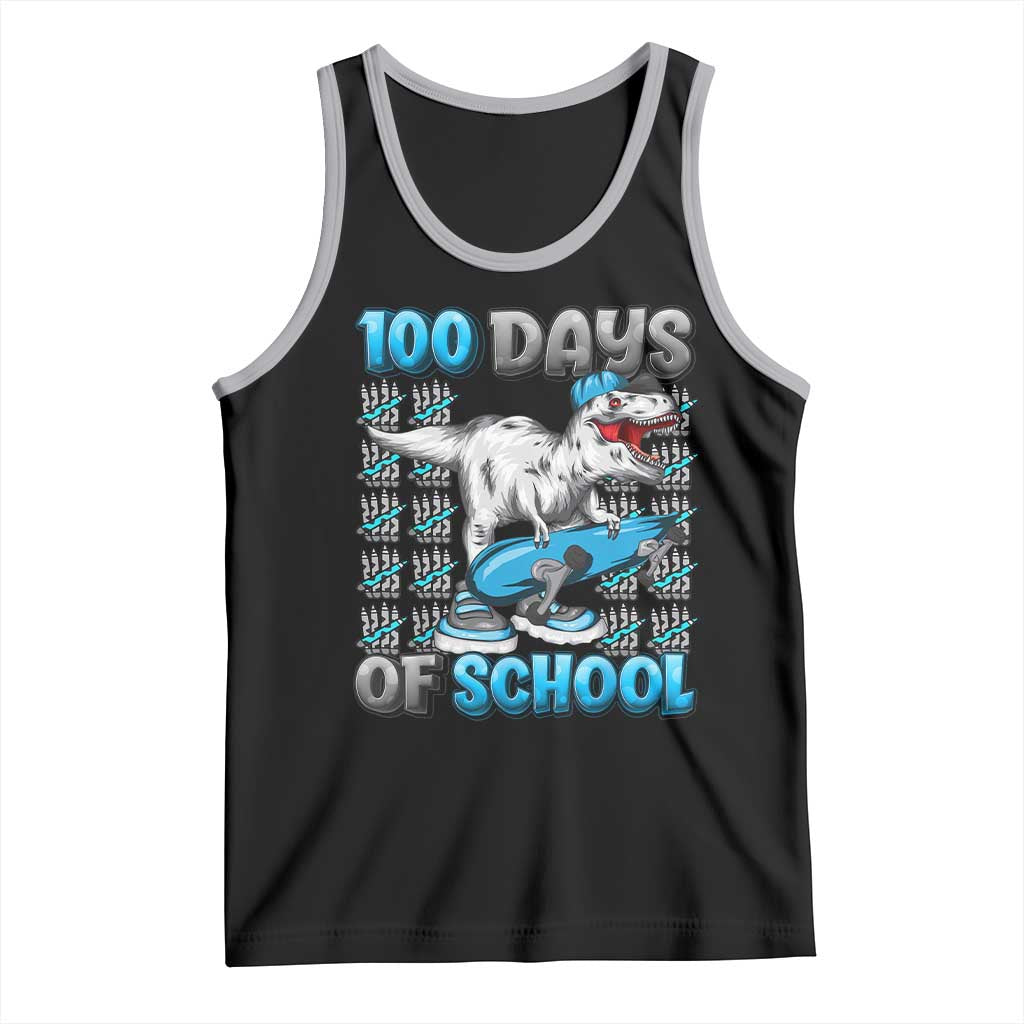 100 Days of School 100th Day Dinosaur Tank Top TS10 Black Athletic Heather Print Your Wear