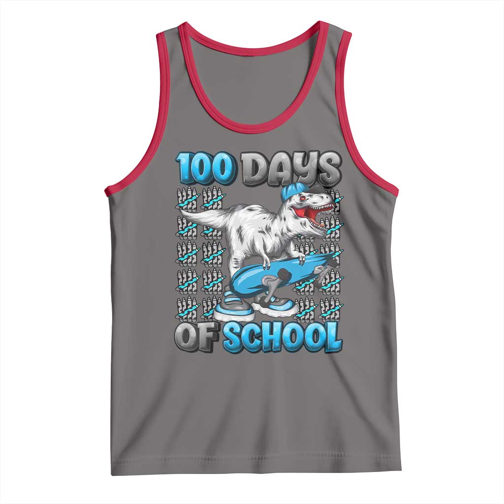 100 Days of School 100th Day Dinosaur Tank Top TS10 Deep Heather Red Print Your Wear