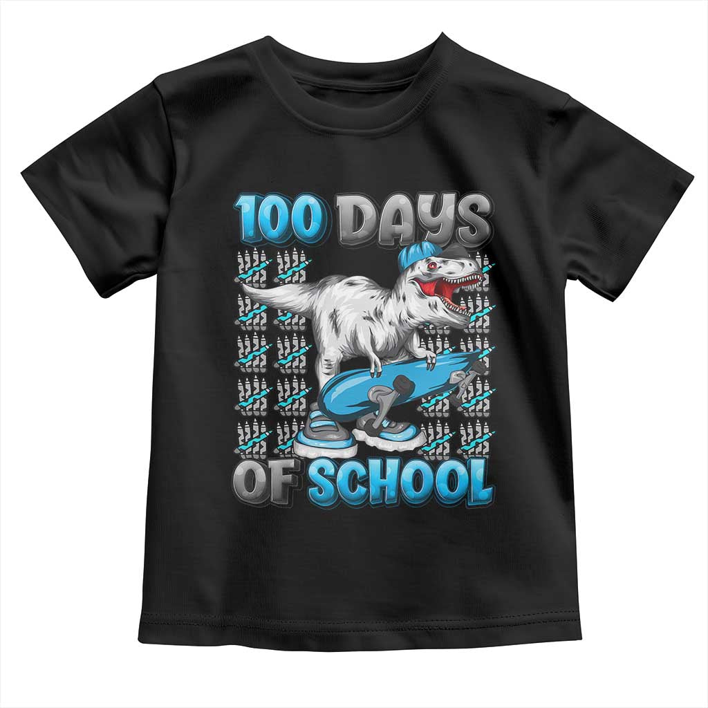 100 Days of School 100th Day Dinosaur Toddler T Shirt TS10 Black Print Your Wear