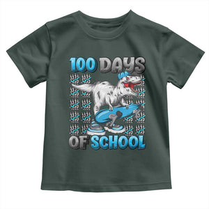 100 Days of School 100th Day Dinosaur Toddler T Shirt TS10 Dark Forest Green Print Your Wear