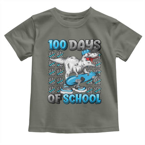 100 Days of School 100th Day Dinosaur Toddler T Shirt TS10 Military Green Print Your Wear