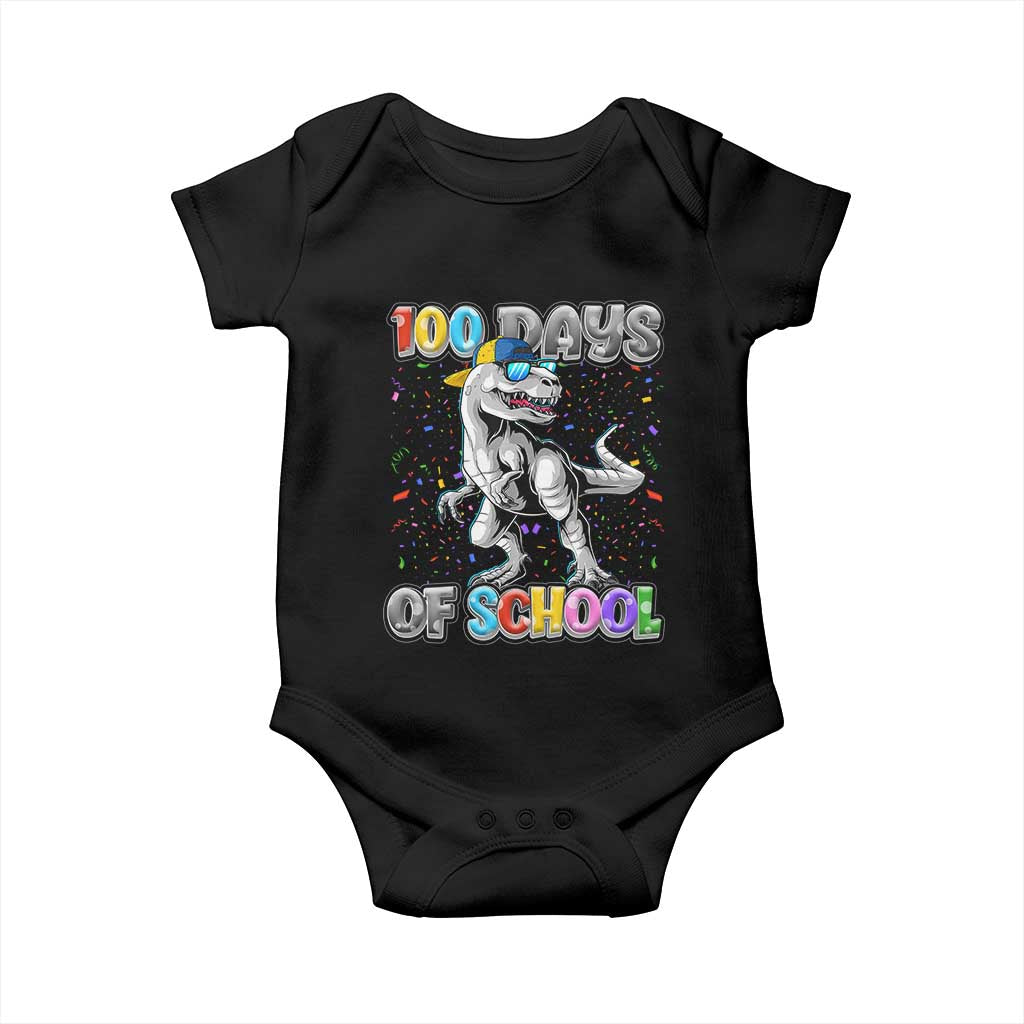 100 Days Of School Baby Onesie Funny Cool Dinosaur Trex 100 Days Smarter TS10 Black Print Your Wear