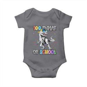 100 Days Of School Baby Onesie Funny Cool Dinosaur Trex 100 Days Smarter TS10 Charcoal Print Your Wear