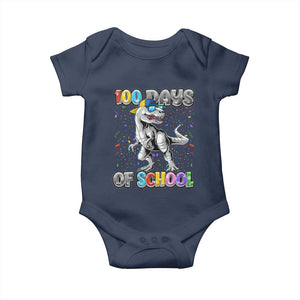 100 Days Of School Baby Onesie Funny Cool Dinosaur Trex 100 Days Smarter TS10 Navy Print Your Wear