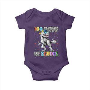 100 Days Of School Baby Onesie Funny Cool Dinosaur Trex 100 Days Smarter TS10 Purple Print Your Wear