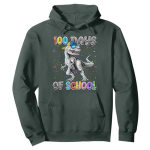 100 Days Of School Hoodie Funny Cool Dinosaur Trex 100 Days Smarter TS10 Dark Forest Green Print Your Wear