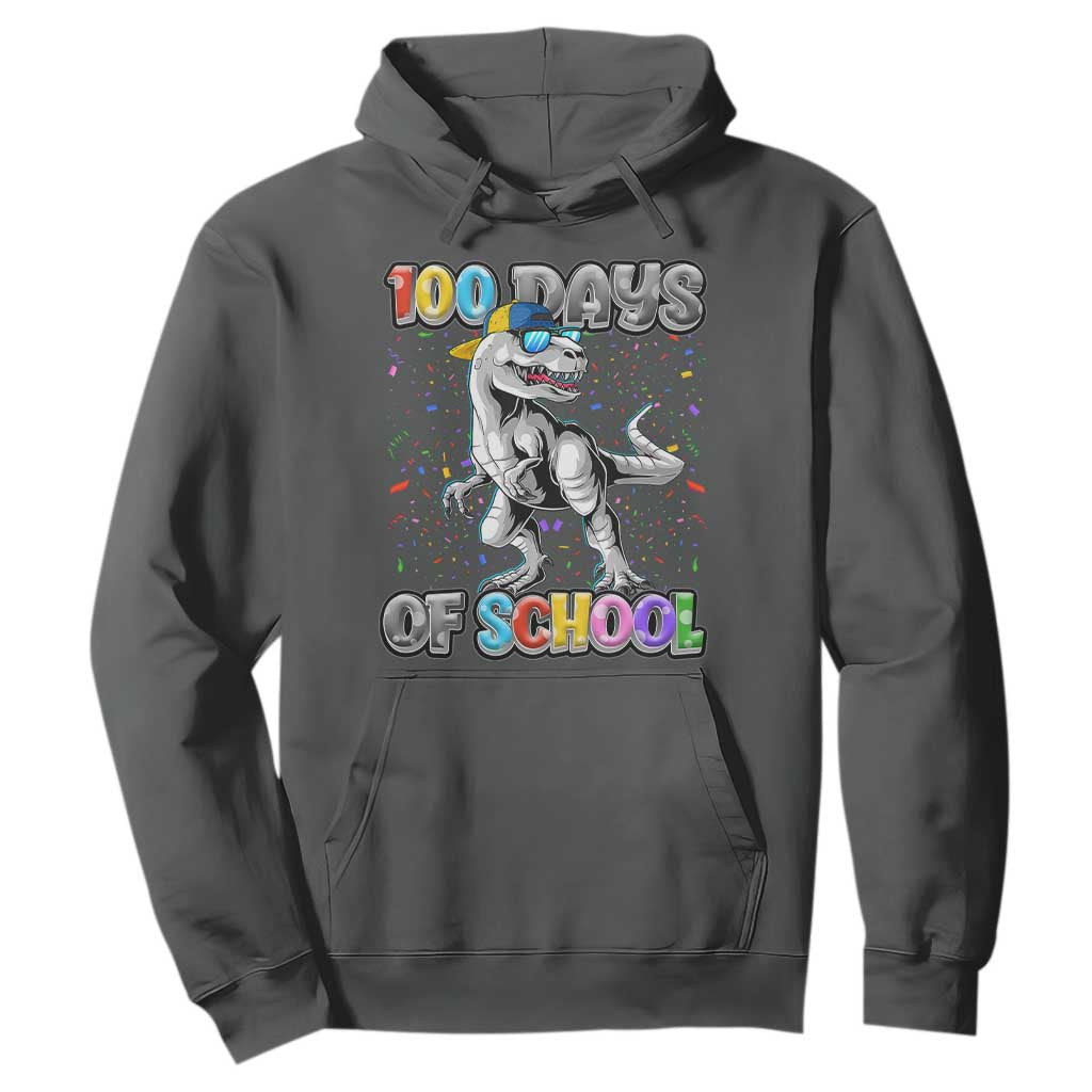 100 Days Of School Hoodie Funny Cool Dinosaur Trex 100 Days Smarter TS10 Dark Heather Print Your Wear