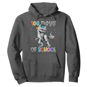 100 Days Of School Hoodie Funny Cool Dinosaur Trex 100 Days Smarter TS10 Dark Heather Print Your Wear