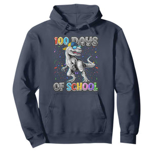 100 Days Of School Hoodie Funny Cool Dinosaur Trex 100 Days Smarter TS10 Navy Print Your Wear