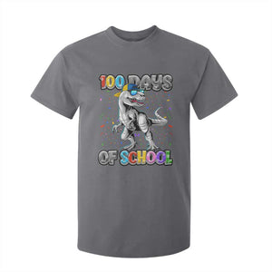 100 Days Of School T Shirt For Kid Funny Cool Dinosaur Trex 100 Days Smarter TS10 Charcoal Print Your Wear
